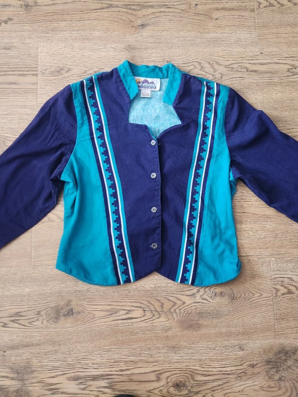 Vintage 80s/90s Alamosa Southwest Rodeo Cropped Western Shirt Sz Xl